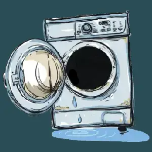 Broken cartoon washing machine